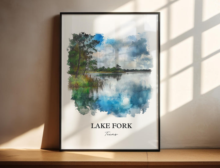 Lake Fork, TX, USA – Watercolor Art Print