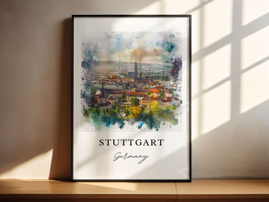 Stuttgart Germany Art, Stadtkreis Print, Stuttgart Watercolor Art, Stuttgart Germany Gift,