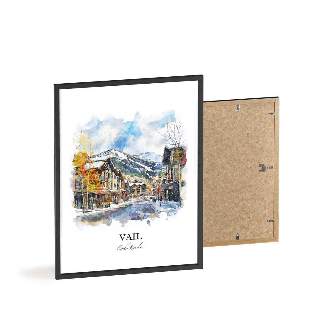 Vail Wall Art, Vail Village Print, Vail Watercolor Art, Vail Mountain Gift, Travel Print, Travel Poster, Housewarming Gift