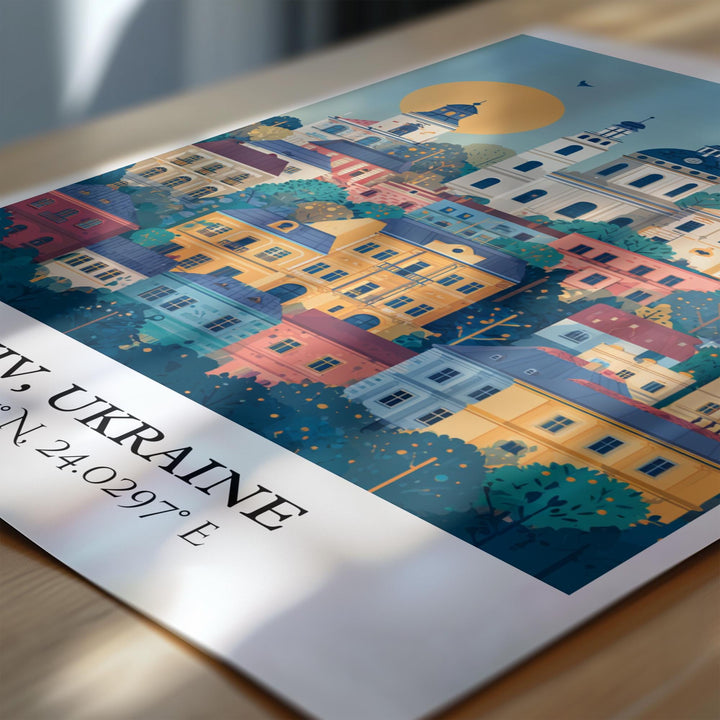 Lviv Ukraine Art, Lviv Retro Travel Art, Lviv Home Decor, Lviv Ukraine Gift, Ukraine Travel Art, Travel Prints, Housewarming Gift
