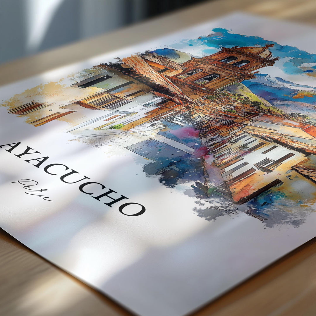 Ayacucho Wall Art, Ayacucho Print, Peru Watercolor Art, Ayacucho Peru Gift, Travel Print, Travel Poster, Housewarming Gift