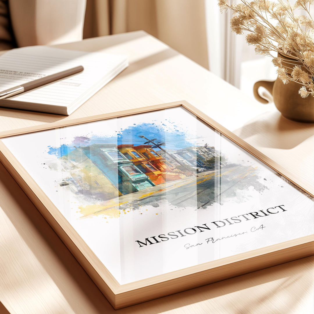 Mission District, California – Watercolor Art Print