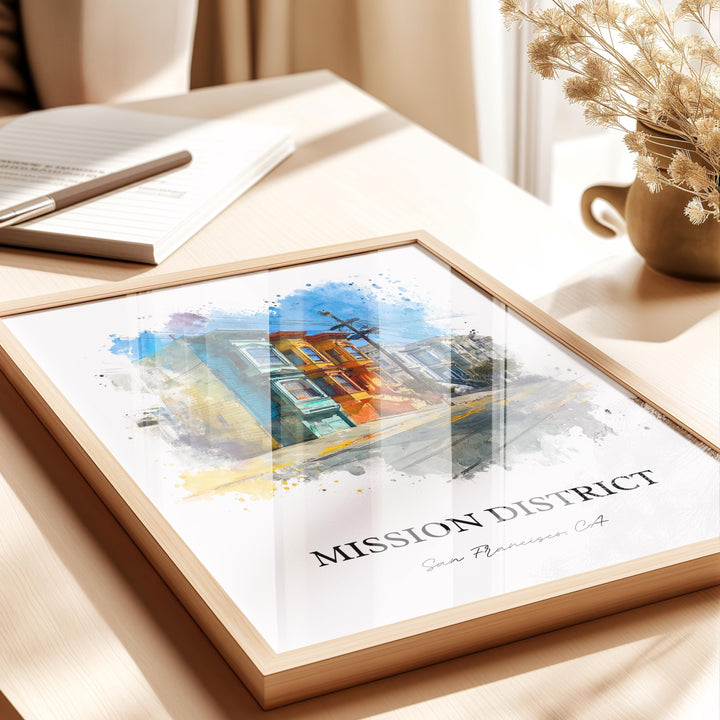 Mission District, California – Watercolor Art Print