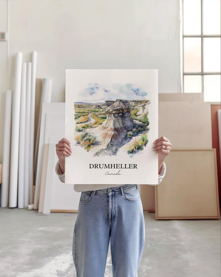 Drumheller Wall Art, Midland Provincial Park Print, Alberta Watercolor Art, Drumheller Gift, Travel Print, Travel Poster, Housewarming Gift