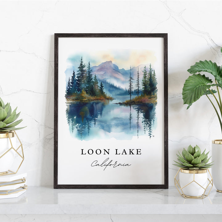 Loon Lake CA wall art - California, Loon Lake print, Loon Lake Wedding gift, Birthday present, Custom Text, Perfect Gift