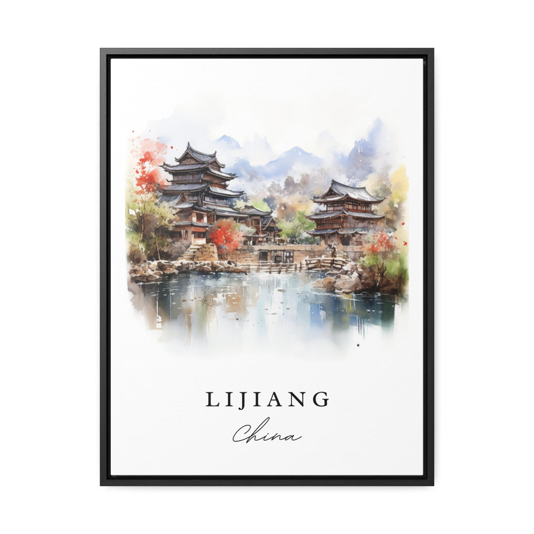 Lijiang traditional travel art - China, Lijiang poster, Wedding gift, Birthday present, Custom Text, Personalized Gift