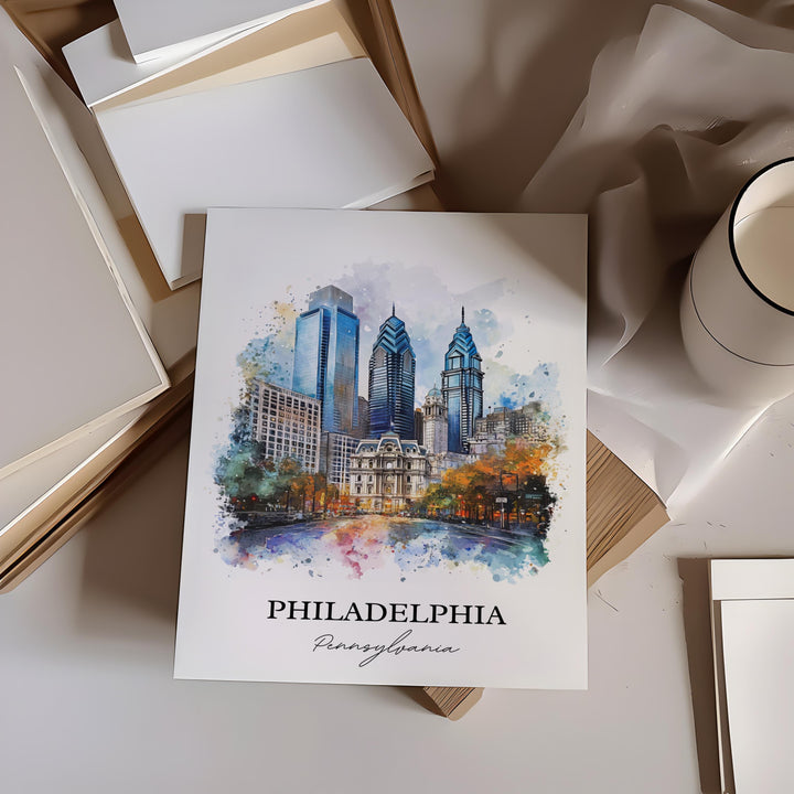 Philadelphia Wall Art, Philadelphia Print, Philly Watercolor Art, Philadelphia Gift, Travel Print, Travel Poster, Housewarming Gift
