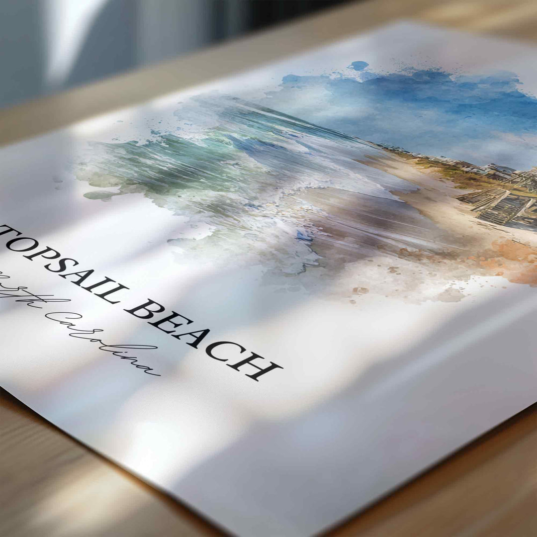 Topsail Beach, NC – Watercolor Art Print