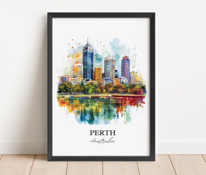 Perth Wall Art, Perth Print, Australia Watercolor Art, Perth Australia Gift, Travel Print, Travel Poster, Housewarming Gift