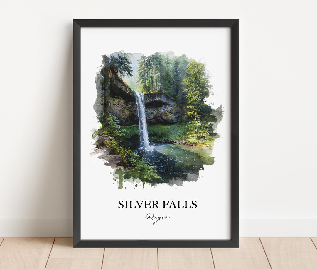 Silver Falls, Oregon, USA – Watercolor Art Print