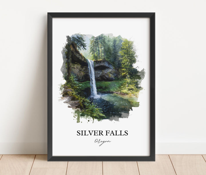 Silver Falls, Oregon, USA – Watercolor Art Print
