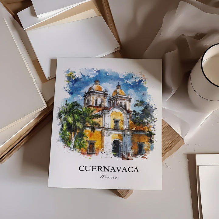 Cuernavaca Wall Art, Morelos State MX Print, Mexico Watercolor Art, Cuernavaca MX Gift, Travel Print, Travel Poster, Housewarming Gift