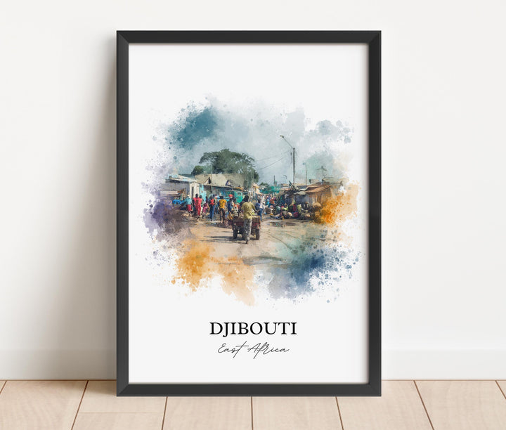 Djibouti Wall Art, Djibouti Print, Djibouti Watercolor Art, Djibouti East Africa Gift, Travel Print, Travel Poster, Housewarming Gift