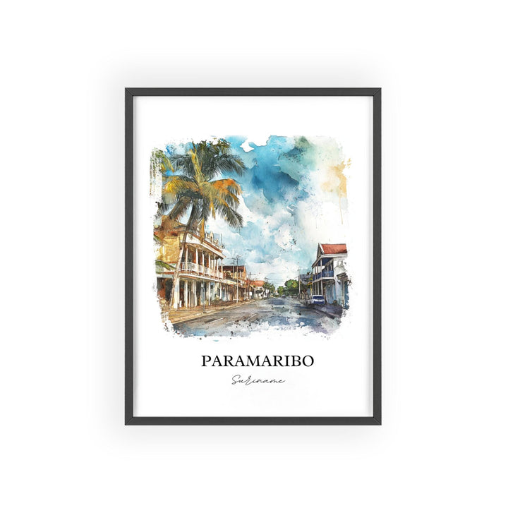 Paramaribo Wall Art, Suriname Print, Suriname Watercolor Art, Paramaribo Gift, Travel Print, Travel Poster, Housewarming Gift