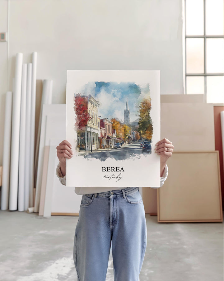 Berea KY Wall Art, Madison County KY Print, Kentucky Watercolor Art, Berea Kentucky Gift, Travel Print, Travel Poster, Housewarming Gift