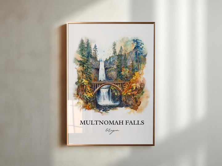 Multnomah Falls, USA – Watercolor Art Print