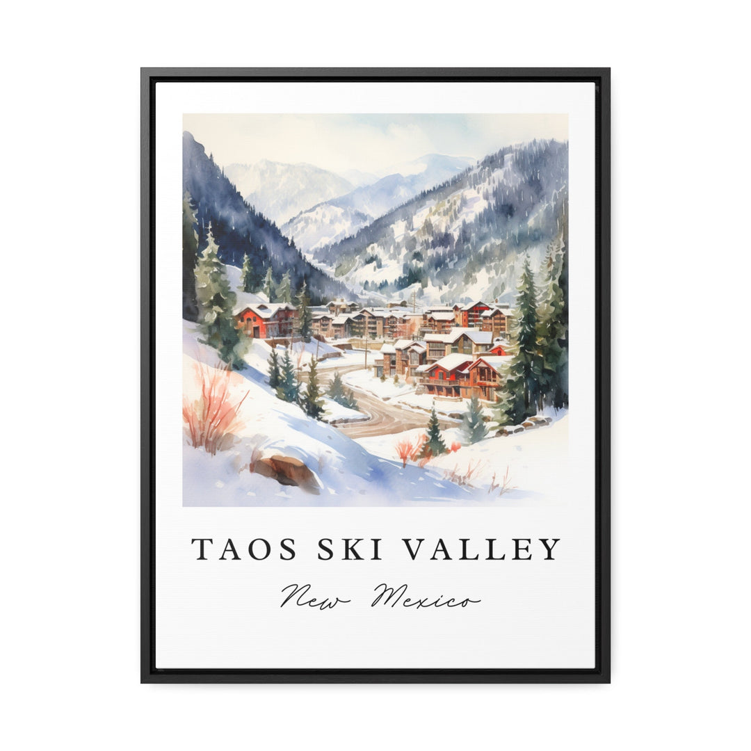 Taos Ski Valley traditional travel art - New Mexico, Taos NM poster print, Wedding gift, Birthday present, Custom Text, Perfect Gift