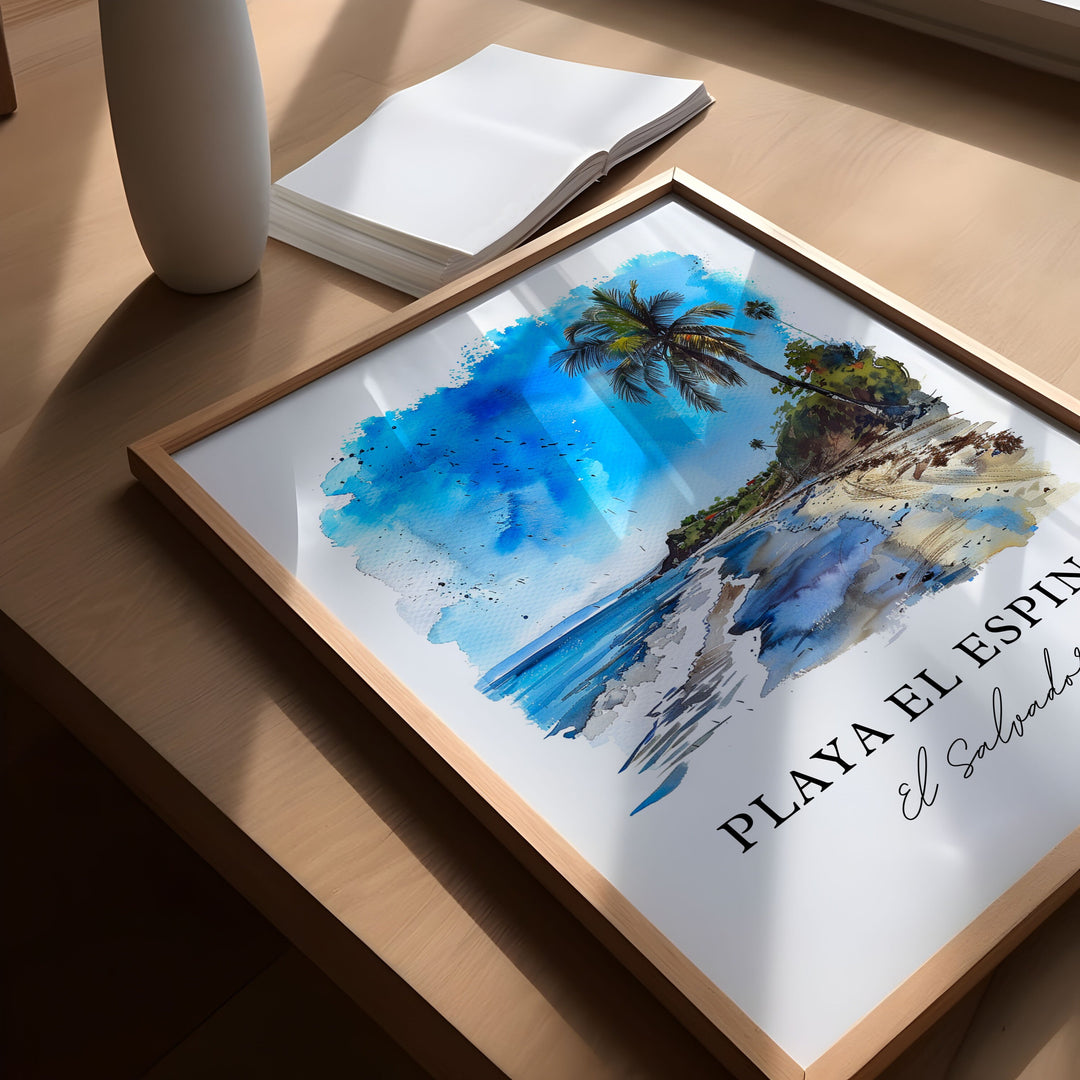 Playa El Espino Art, Playa El Espino Print, El Salvador Watercolor, Playa El Espino Gift, Travel Poster, Housewarming Gift