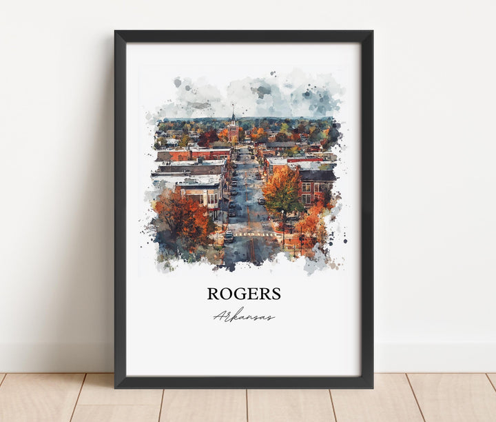 Rogers Arkansas Wall Art, Rogers AR Print, Ozarks Watercolor Art, Benton County Gift, Travel Print, Travel Poster, Housewarming Gift