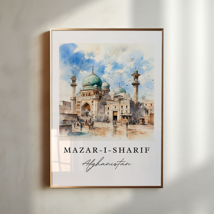 Mazar-I-Sharif wall art - Afghanistan, Mosque poster print, Mazar-I-Sharif gift, Birthday present, Custom Text, Perfect Gift