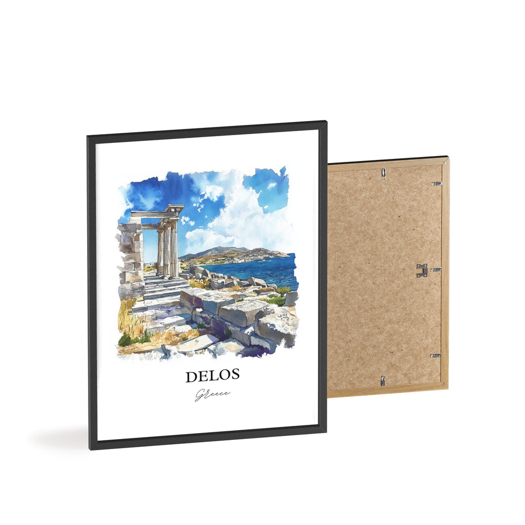 Delos Greece Wall Art, Mykonos Print, Greece Watercolor Art, Delos Greece Gift, Travel Print, Travel Poster, Housewarming Gift