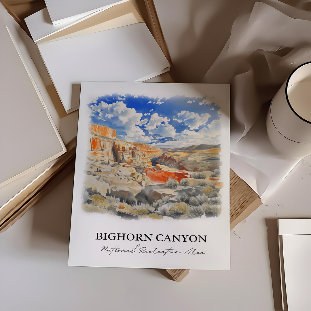 Bighorn Canyon, USA – Watercolor Art Print