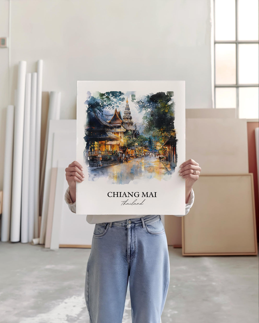 Chiang Mai Wall Art, Chiang Mai Print, Thailand Watercolor Art, Chiang Mai Gift, Travel Print, Travel Poster, Housewarming Gift