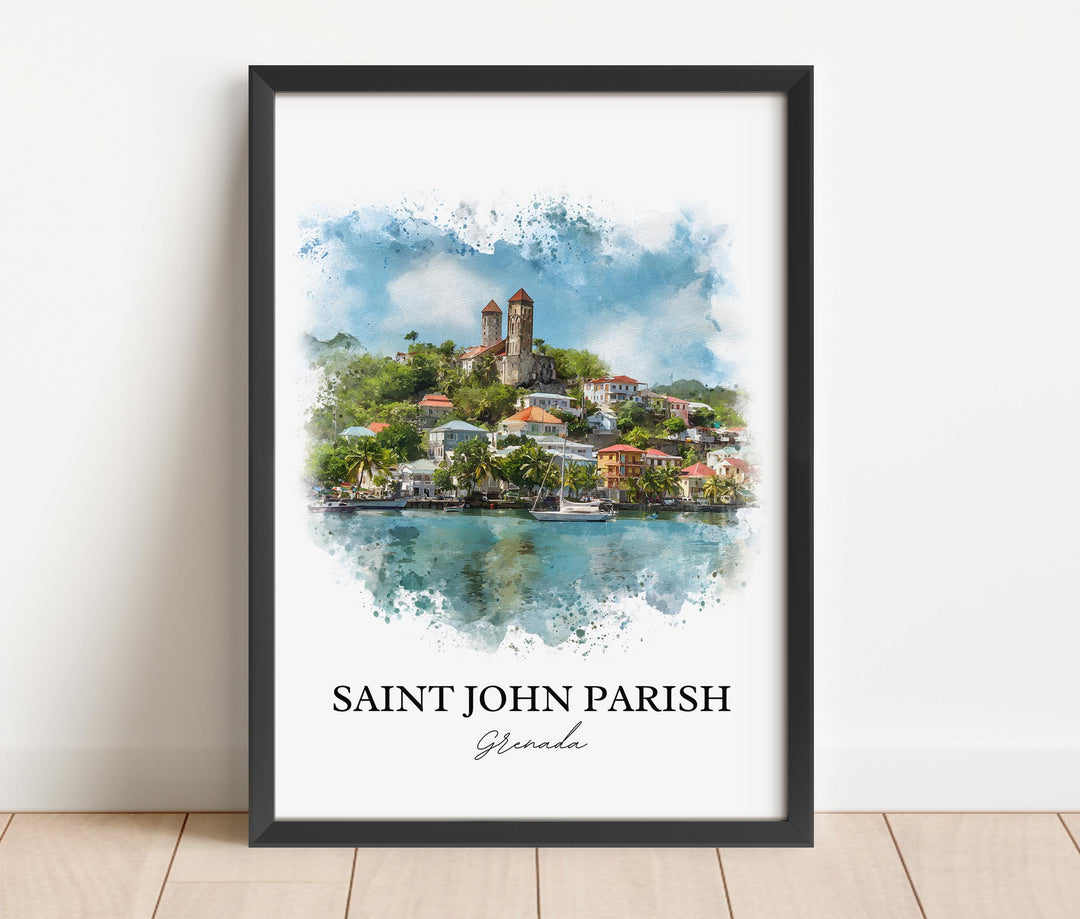 Saint John Parish Wall Art, Grenada Print, Grenada Watercolor, Grenada Gift, Grenada Travel Print, Travel Poster, Housewarming Gift