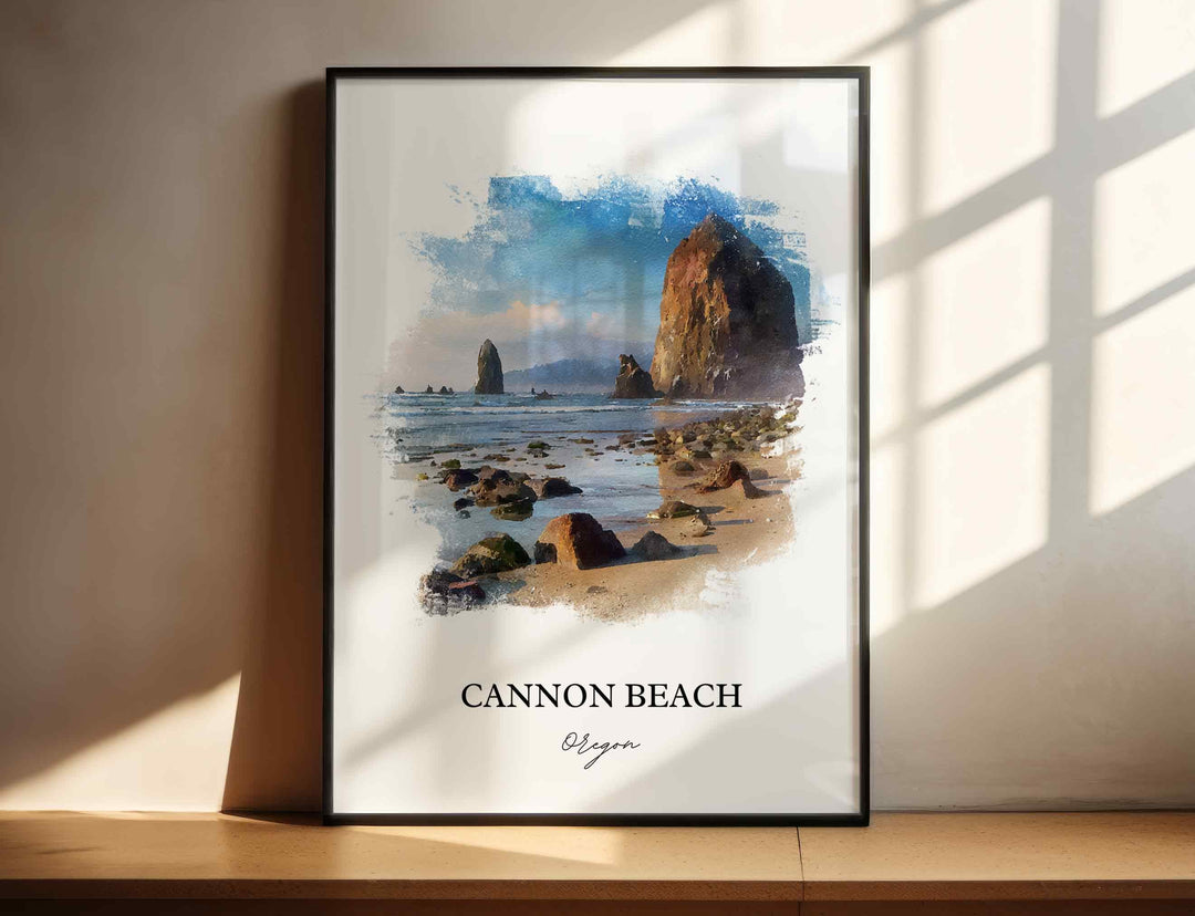 Cannon Beach, Oregon – Watercolor Art Print