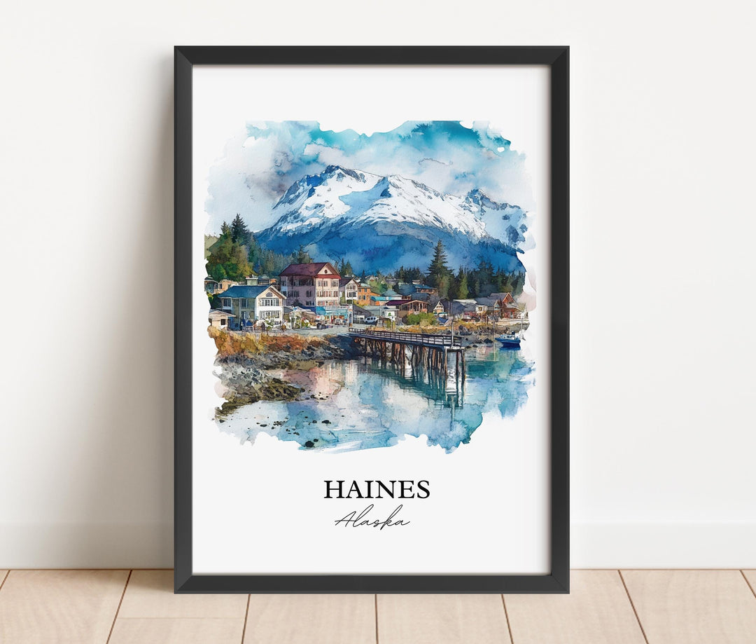 Haines Alaska Wall Art, Glacier Bay Park Print, Alaska Watercolor Art, Haines AK Gift, Travel Print, Travel Poster, Housewarming Gift