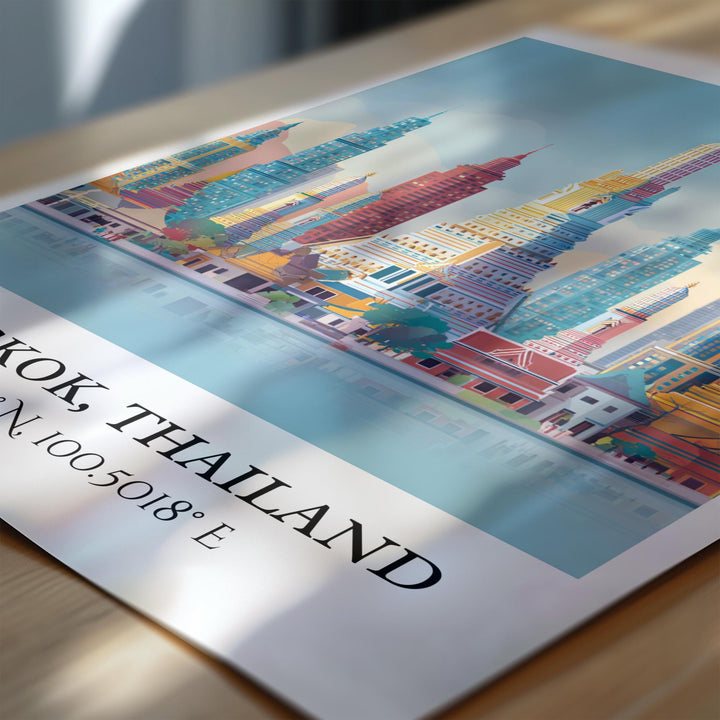 Bangkok Art, Bangkok Retro Travel Art, Bangkok Home Decor, Bangkok Gift, Thailand Travel Art, HK China Print, Housewarming Gift