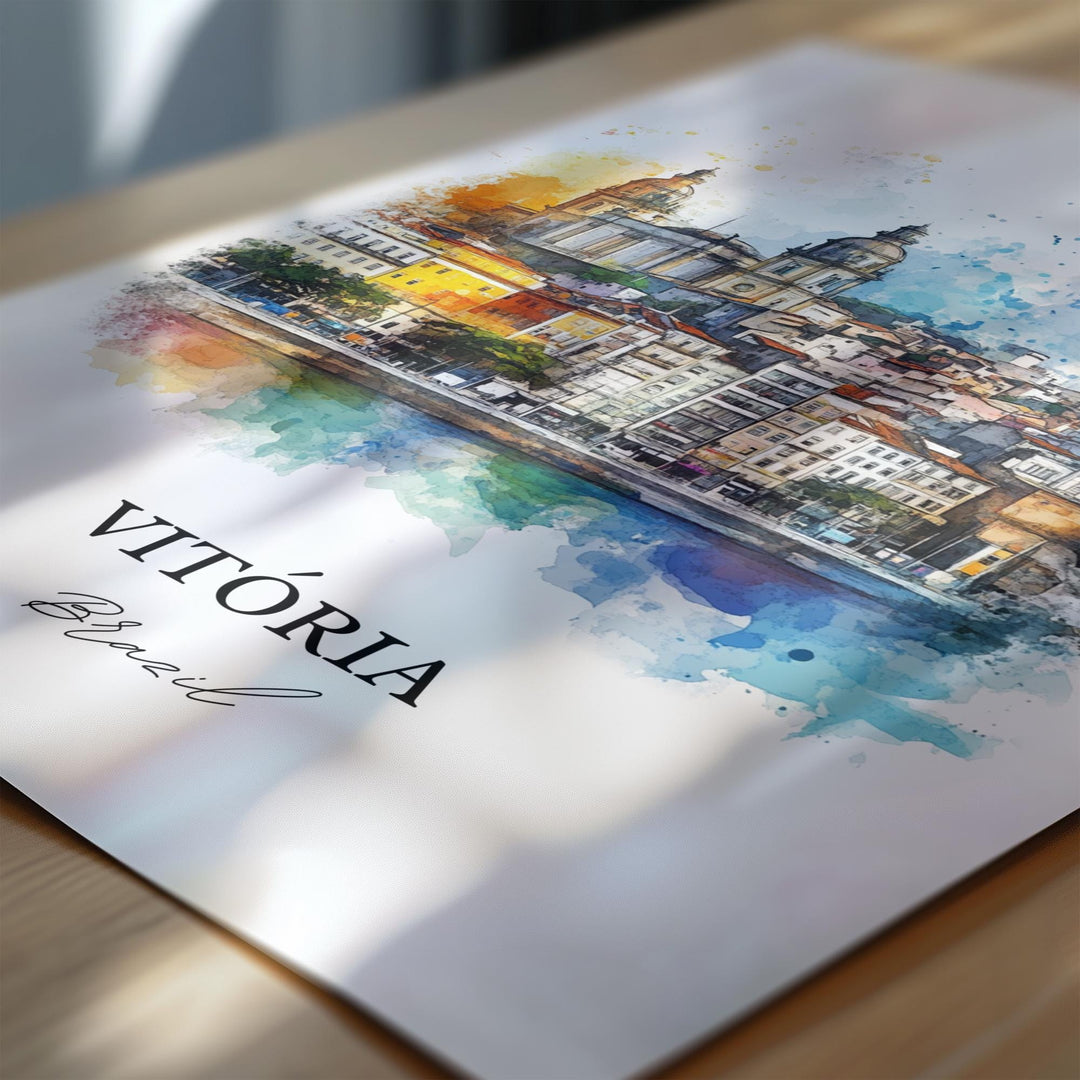 Vitória, Brazil – Espírito Santo Watercolor Art Print
