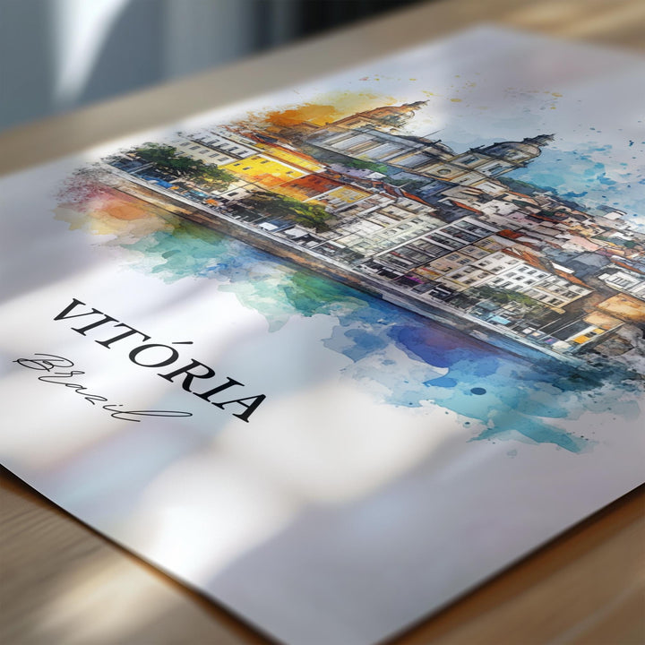 Vitória, Brazil – Espírito Santo Watercolor Art Print