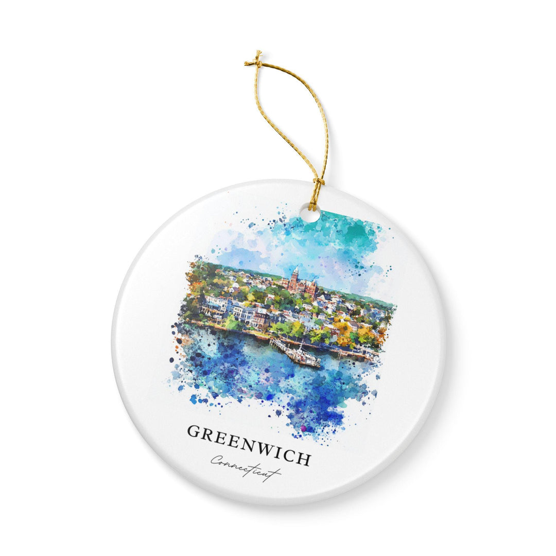 Greenwich CT Ornament: Unique Greenwich CT Souvenir, Greenwich Connecticut Xmas Decor, and Authentic Connecticut Gift