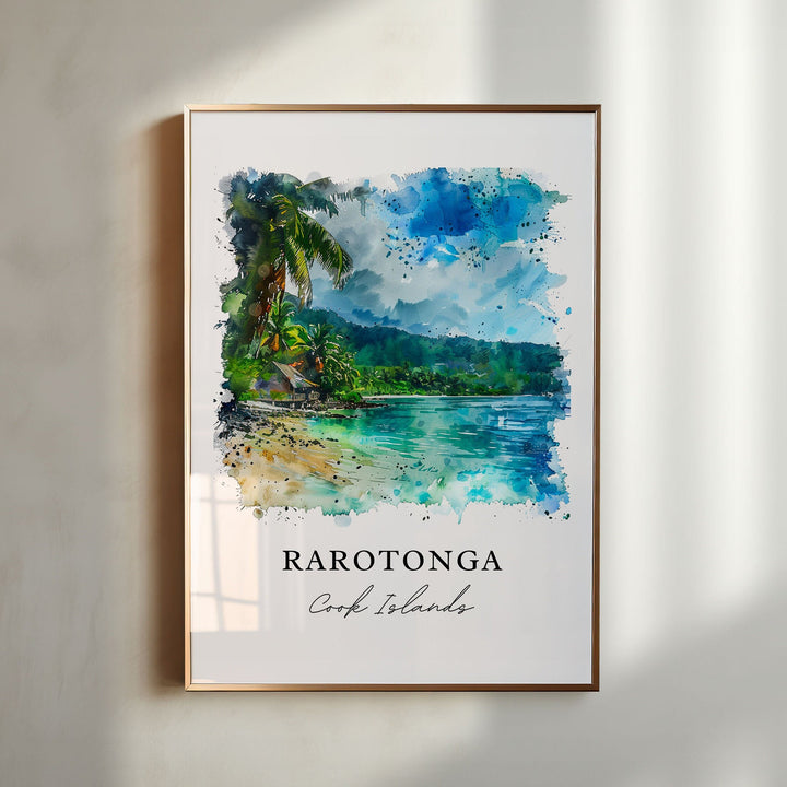 Rarotonga Wall Art, Rarotonga Print, Cook Islands Watercolor, Rarotonga Cook Islands Gift,