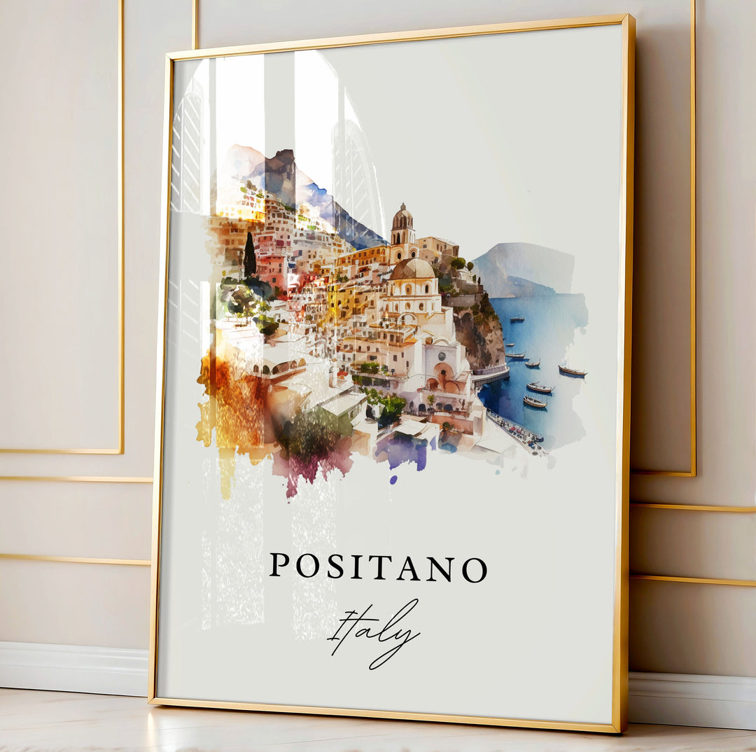 Positano Italy wall art - Italy, Positano poster, Positano Italia Wedding gift, Positano Birthday present, Custom Text, Personalised Gift