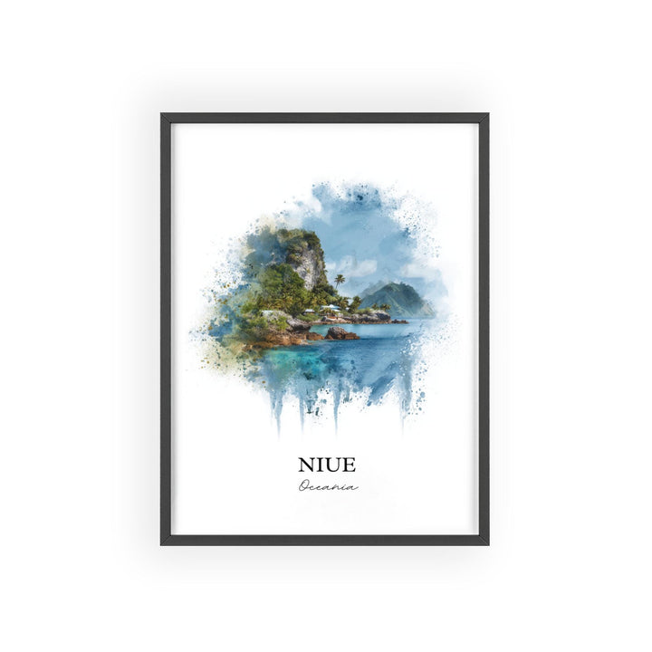 Niue Wall Art, Niue Print, Niue Watercolor Art, Niue Island Gift, Travel Print, Travel Poster, Housewarming Gift