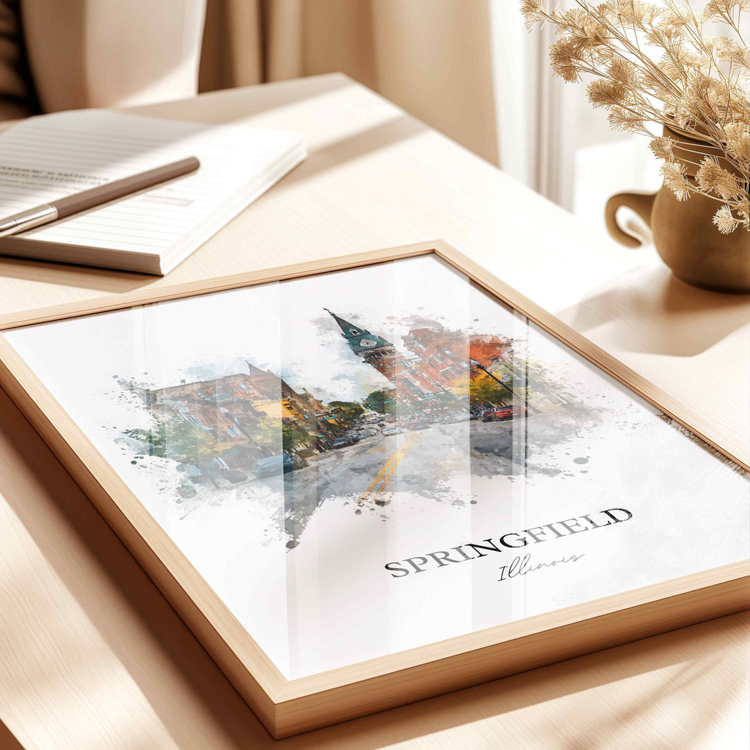 Springfield, Illinois – Watercolor Art Print
