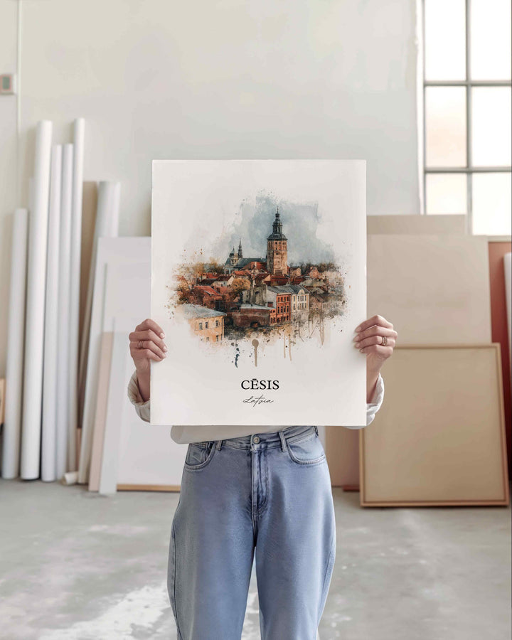 Cesis, Latvia – Watercolor Art Print