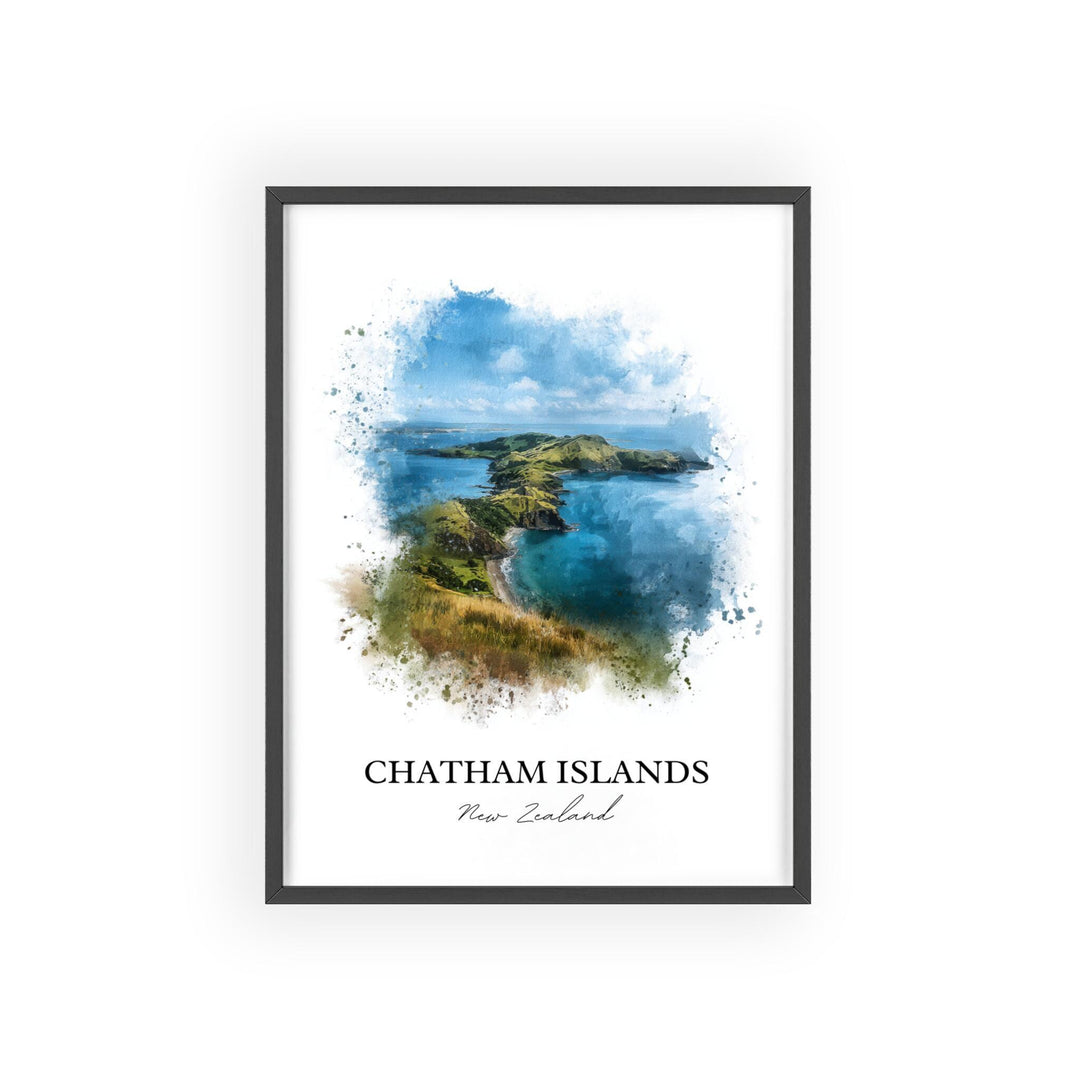 Chatham Islands Wall Art, New Zealand Print, New Zealand Watercolor Art, Chatham Island Gift, Travel Print, Travel Poster, Housewarming Gift
