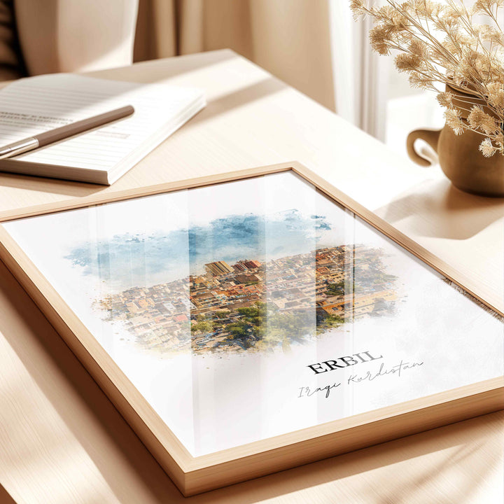 Erbil, Iraq – Watercolor Art Print