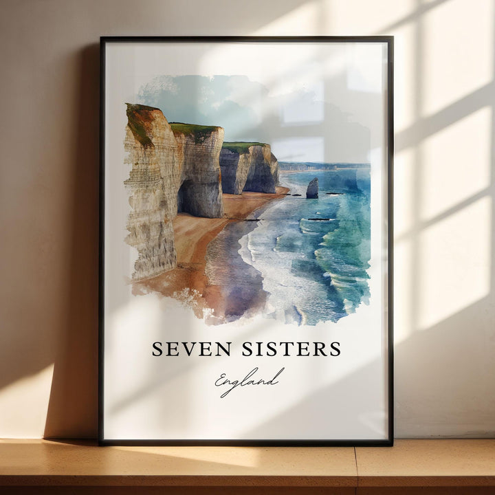 Seven Sisters Wall Art, East Sussex Print, Seven Sisters Cliffs Art, English Channel Gift, Travel Print, Travel Poster, Housewarming Gift