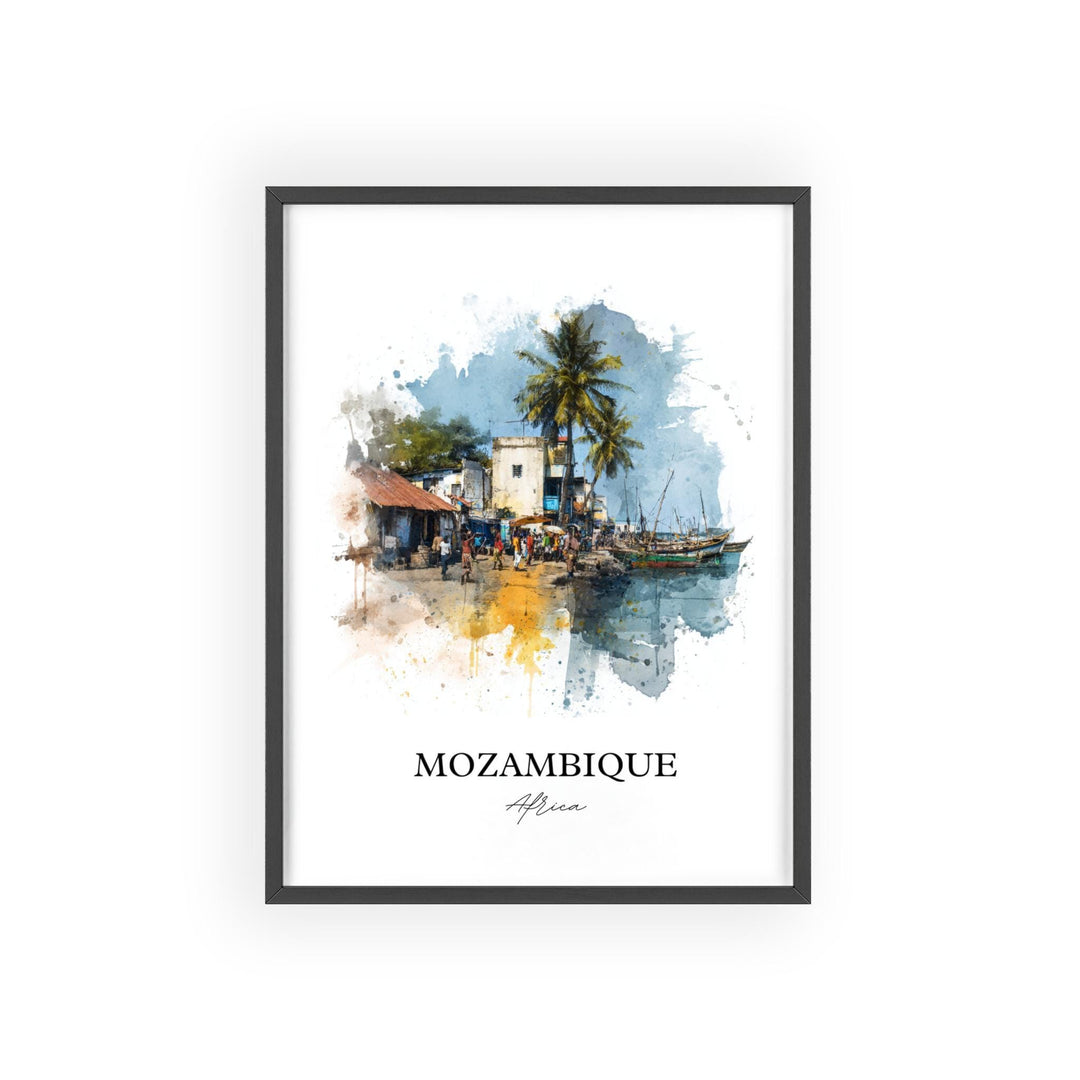Mozambique Wall Art, Mozambique Print, Mozambique Watercolor Art, Mozambique Gift, Travel Print, Travel Poster, Housewarming Gift