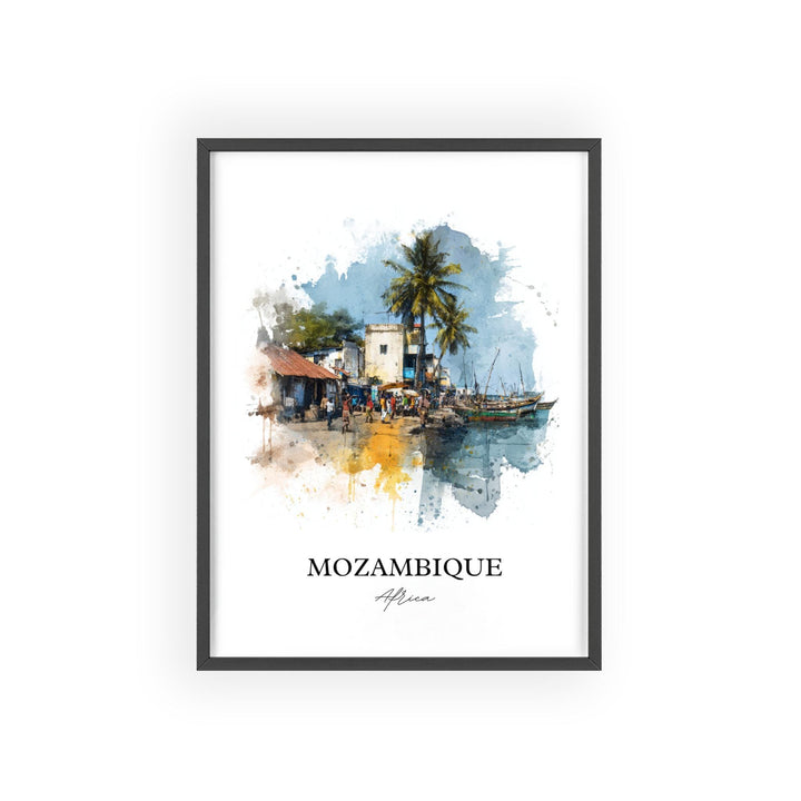 Mozambique Wall Art, Mozambique Print, Mozambique Watercolor Art, Mozambique Gift, Travel Print, Travel Poster, Housewarming Gift