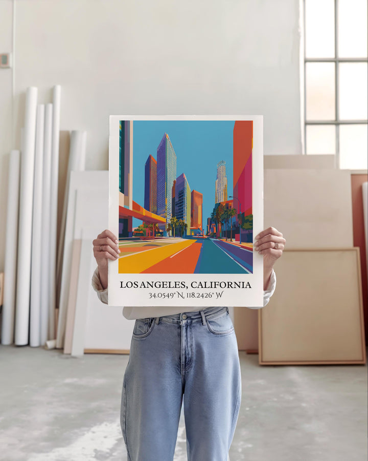 Los Angeles Art, Los Angeles Retro Travel Art, LA Home Decor, California Gift, California Travel Art, Travel Prints, Housewarming Gift