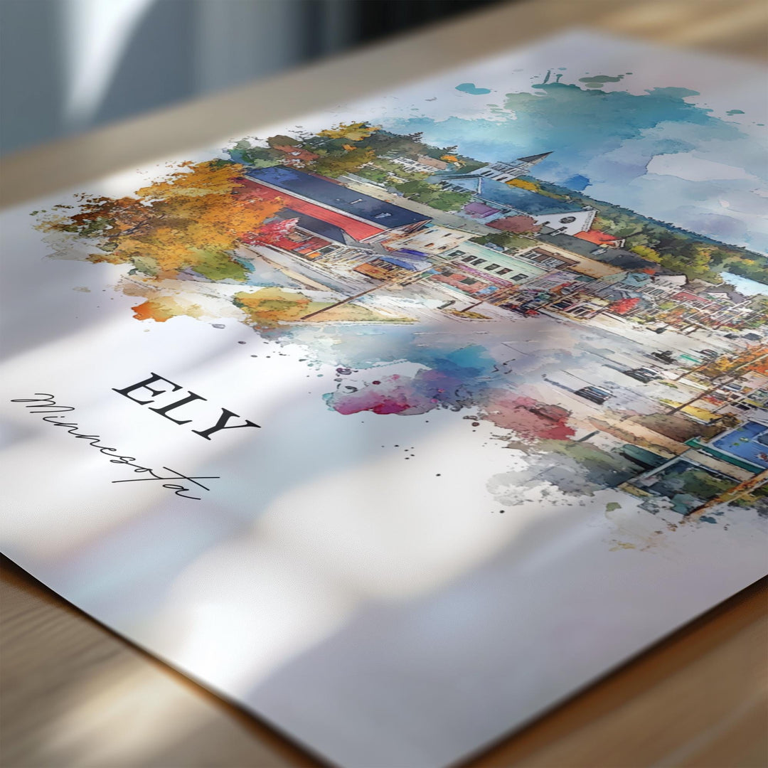 Ely MN Wall Art, St. Louis County Print, Minnesota Watercolor Art, Ely Minnesota Gift, Travel Print, Travel Poster, Housewarming Gift