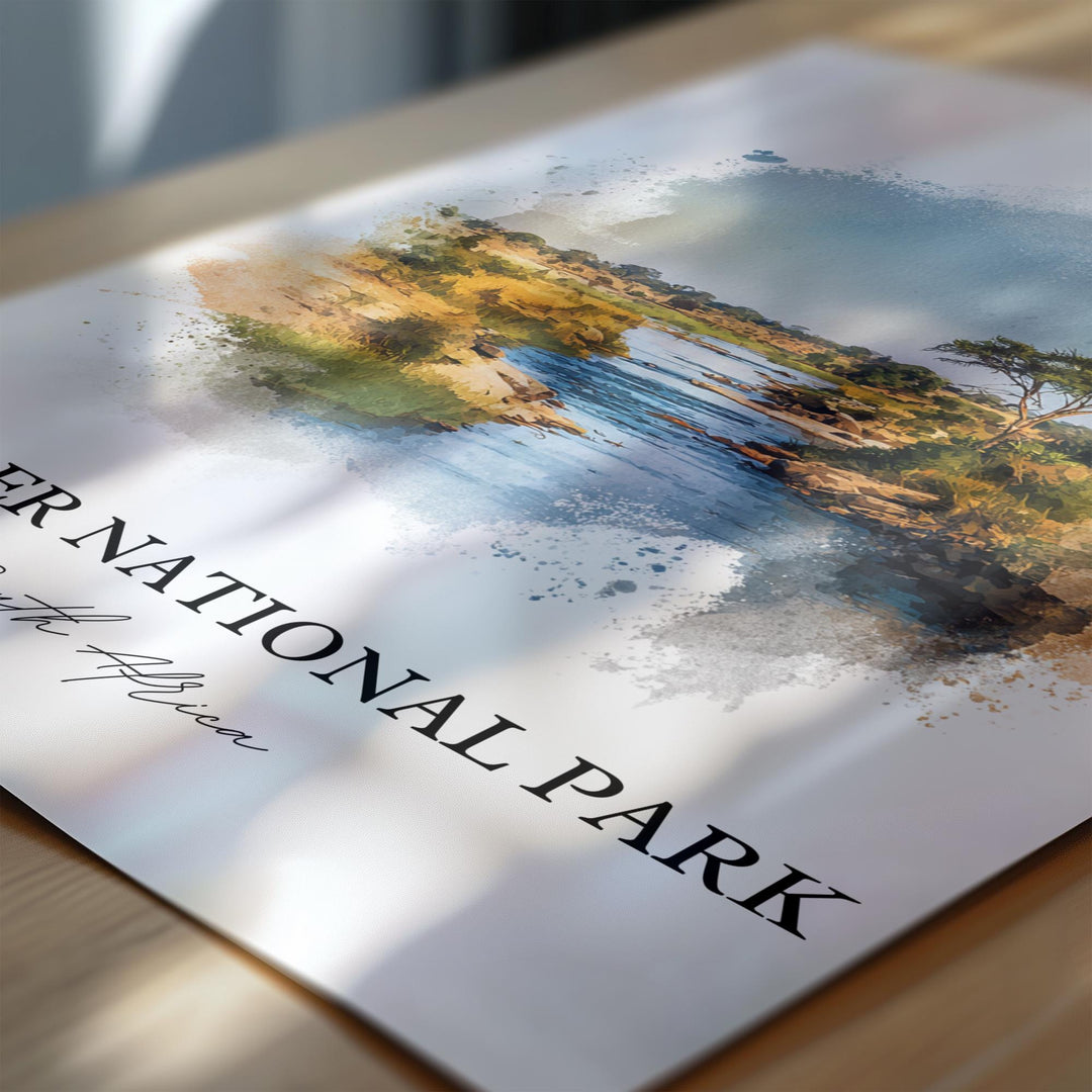 Kruger National Park Art, Kruger Park Print, Africa Watercolor Art, Kruger Natl Park Gift, Travel Print, Travel Poster, Housewarming Gift