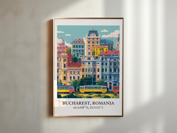 Bucharest Art, Bucharest Retro Travel Art, Bucharest Romania Home Decor, Romania Gift, Romania Travel Art, Travel Prints, Housewarming Gift