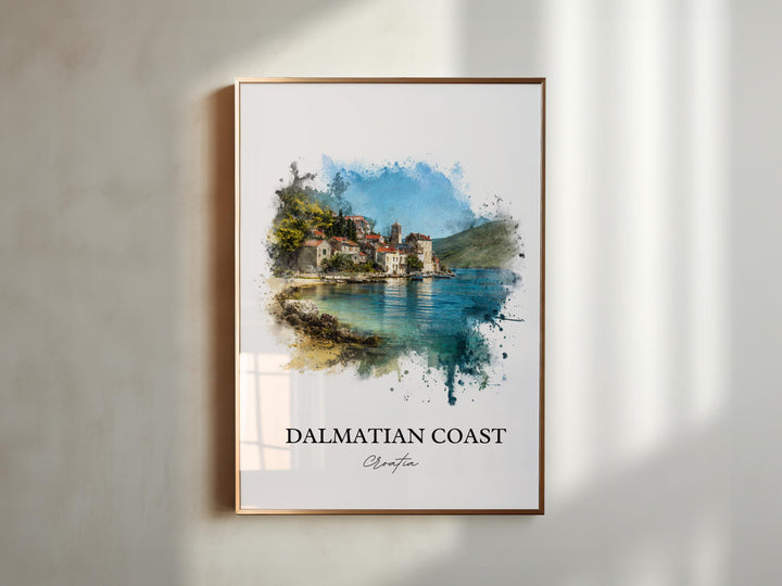 Dalmatian Coast Art, Dalmatian Coast Print, Croatia Watercolor, Dalmatian Coast Gift, Croatia Travel Print, Travel Poster, Housewarming Gift