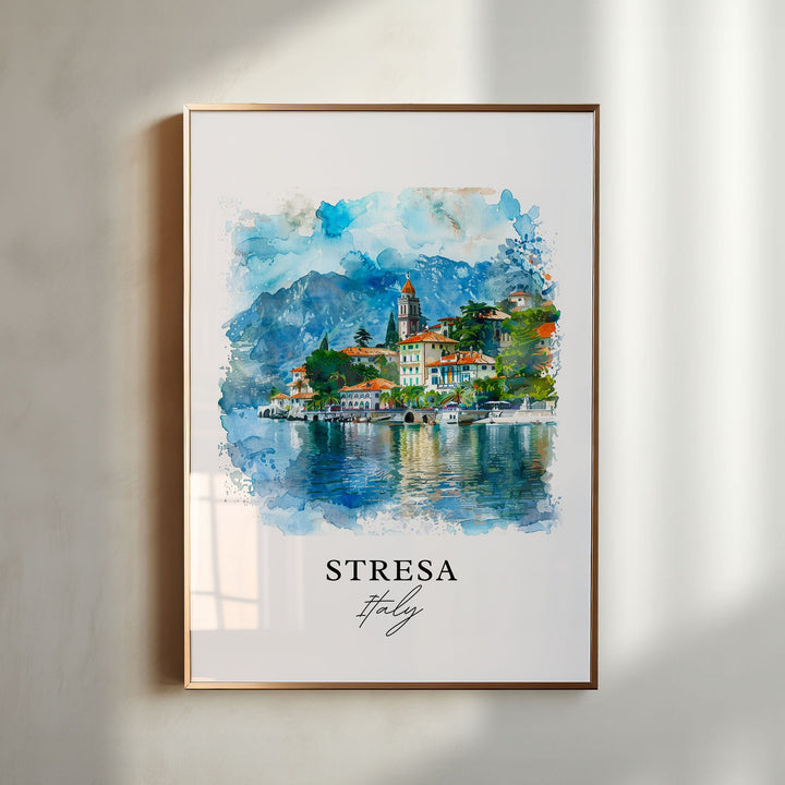 Stresa, Italy – Watercolor Art Print of Lake Maggiore